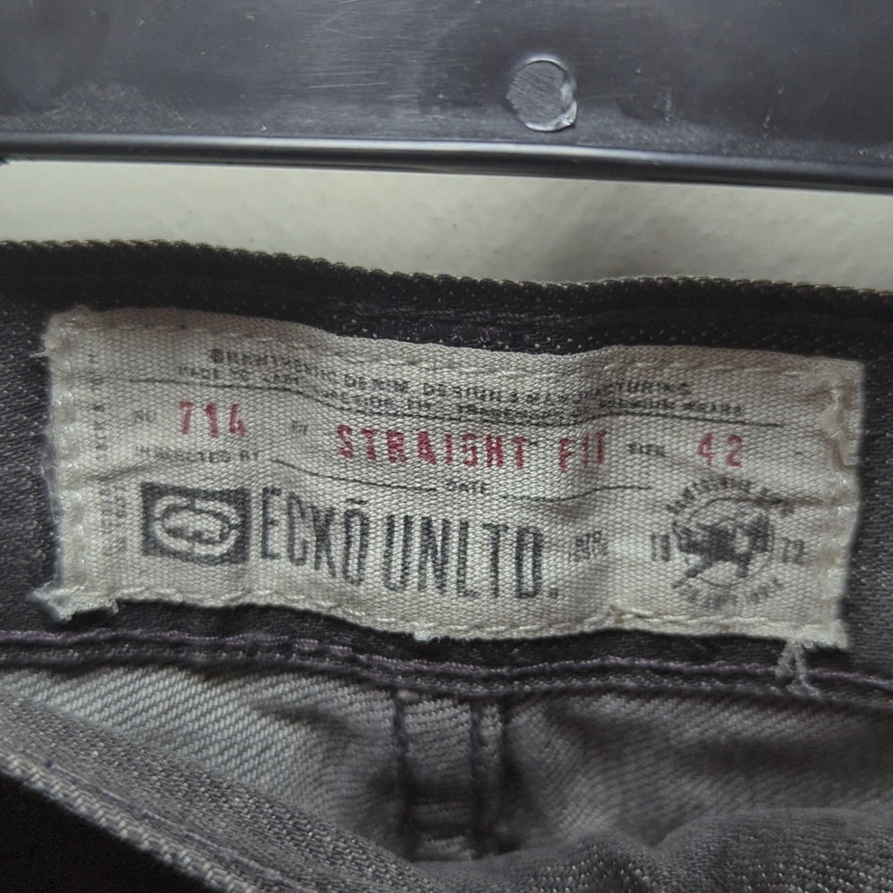 Ecko Unlimited Straight Leg Jeans Gray Denim Cotton Stretch Men's Size 42x31 - Picture 2 of 6